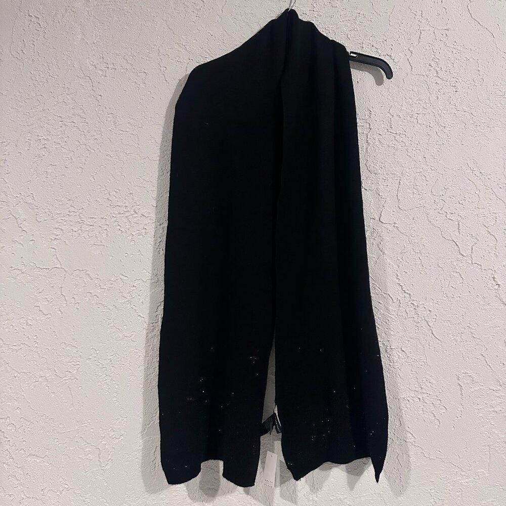 ✨🖤 White House Black Market Black Beaded Scarf – Elegant Sparkle Cold Weather